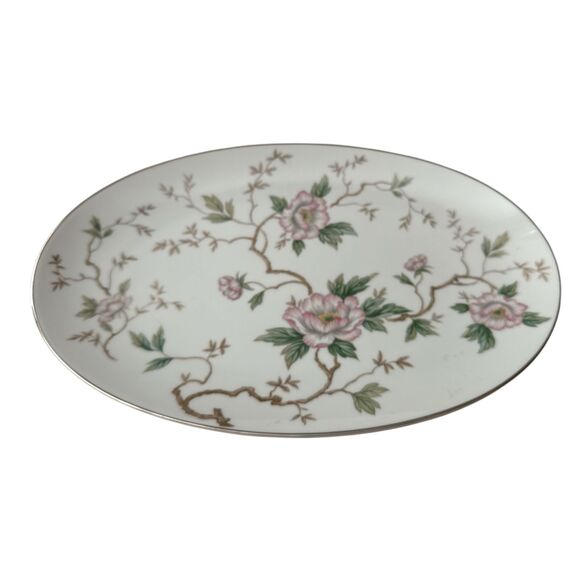 Noritake China Chatham 5502 Oval Serving Platter 13.5” Pink Flowers Japan VTG - Picture 2 of 5